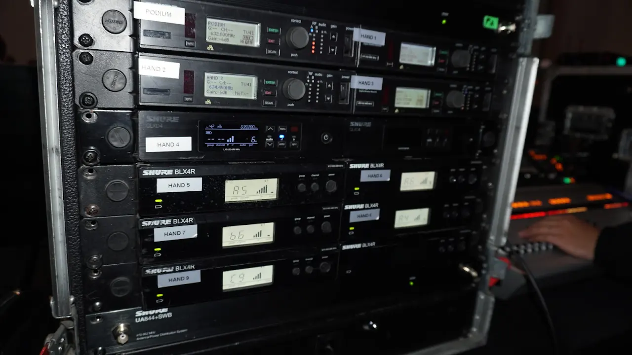 Sistemas profesionales de radiofrecuencia y microfonía instalados para el evento